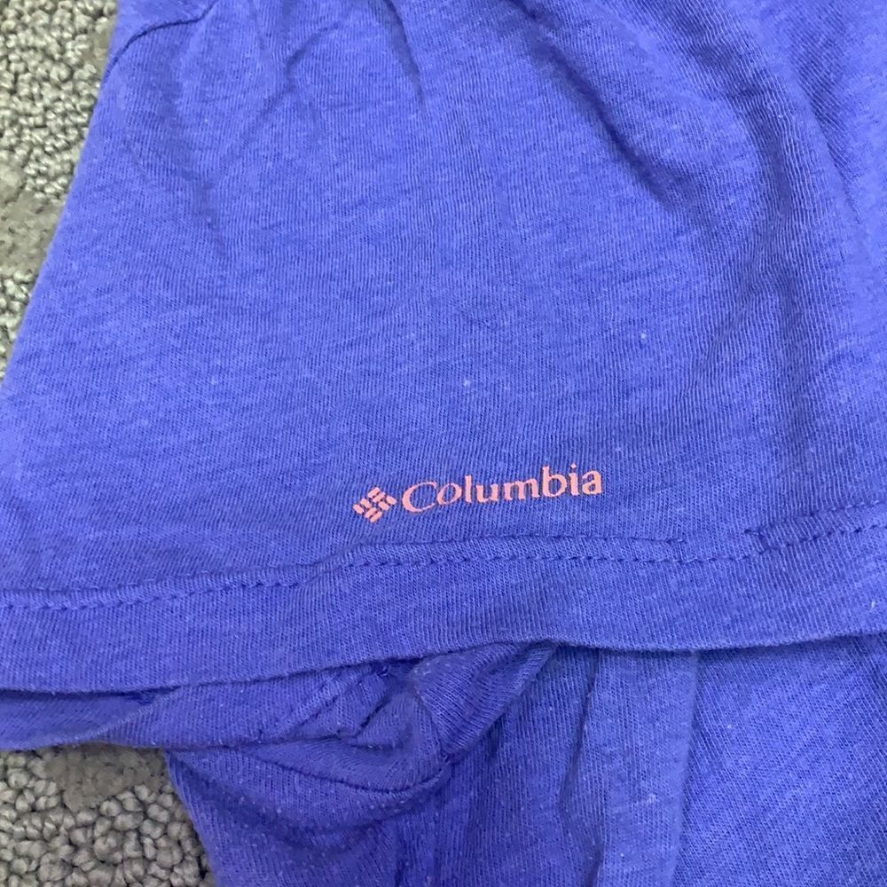 Super Soft, thin Ladies Columbia S/P Purple Graphic Tee Shirt - Picture 6 of 8